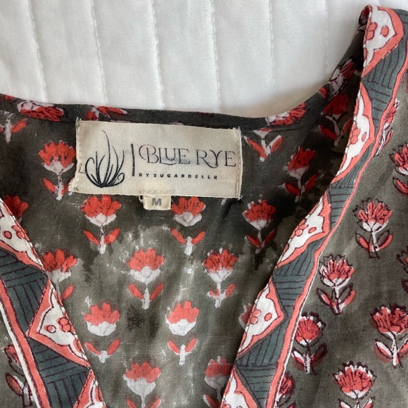 Blue rye by Sugarbelle maxi dress size Med. Green/ white and Peach floral print. - Picture 8 of 8